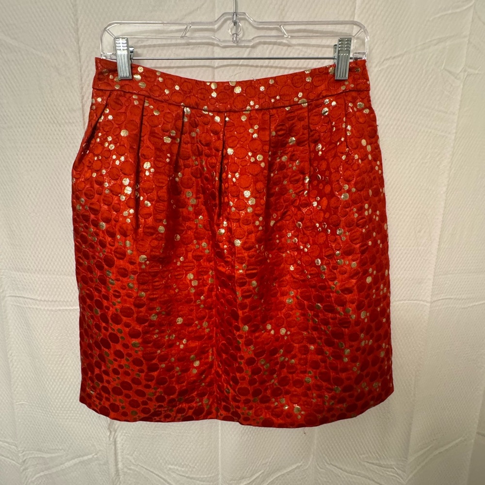 Lauren Moffatt Metallic Gold Polka Dot Jacquard Mini Skirt